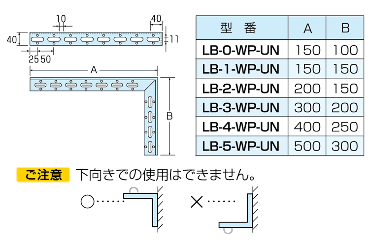 Ｌ型ブラケット　ＬＢ－１ＷＰ－ＵＮ （ユニクロメッキ）