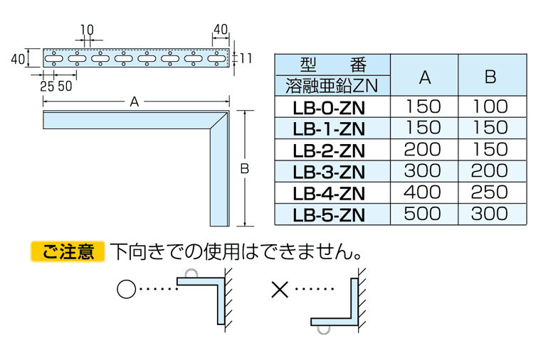 Ｌ型ブラケット　ＬＢ－３－Ｚｎ （溶融亜鉛メッキ）