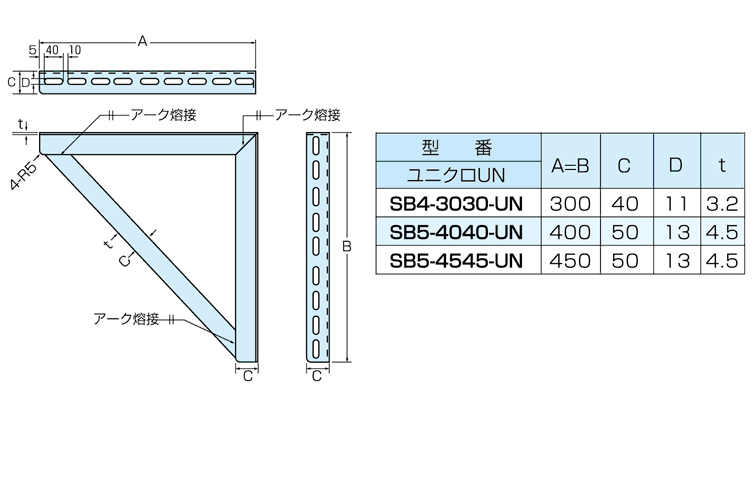 三角ブラケット　ＳＢ４－３０３０－ＵＮ （ユニクロメッキ）