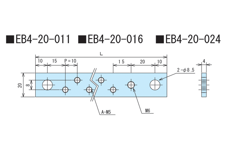 アースバー　ＥＢ４－２０－０１１ ４ｔ×２０mm×１１０ｍｍ　銅板　ﾆｯｹﾙﾒｯｷ