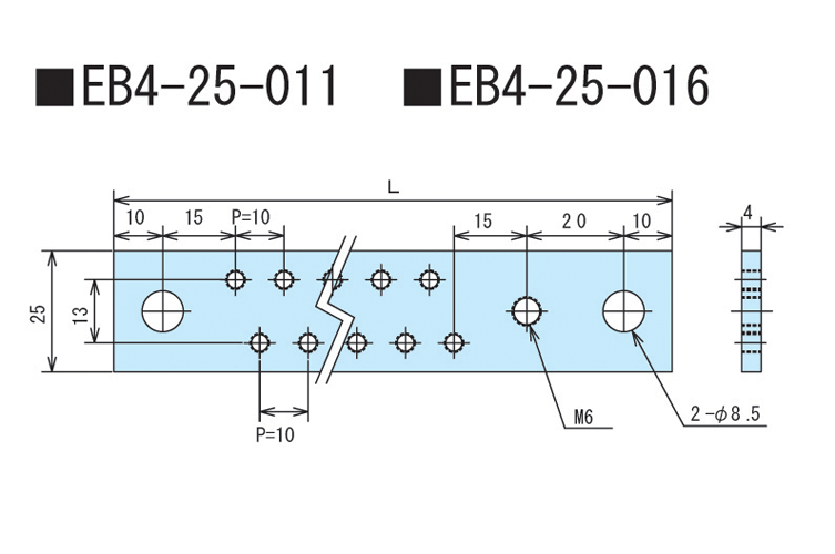 アースバー　ＥＢ４－２５－０１１ ４ｔ×２５mm×１１５ｍｍ　銅板　ﾆｯｹﾙﾒｯｷ
