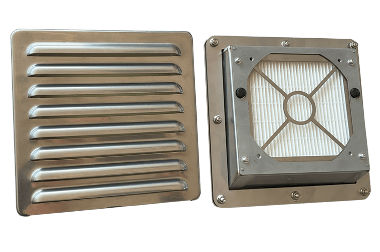通気ルーバー　ＶＴＲ－２５２５Ｓ－ＧＦ 薄型IP55仕様 SUS製 塩害ﾌｨﾙﾀｰｾｯﾄ fan仕様